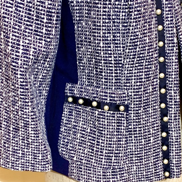🔥NeW🔥 NWT White House Black Market Tweed & Faux Pearl Jacket - Sz 6 - Picture 13 of 16